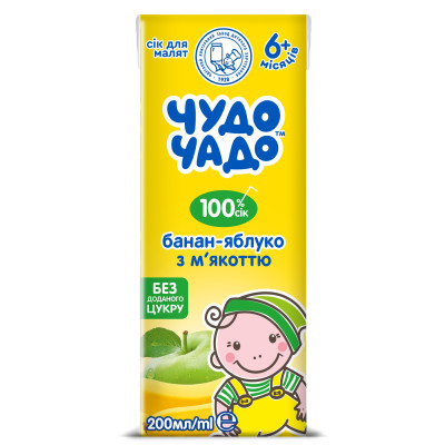 Сік Чудо-Чадо Банан-яблуко з м'якоттю, з 6 міс., 200 мл в Тернополе Сік Чудо-Чадо Банан-яблуко з м'якоттю, з 6 міс., 200 мл в Тернополе