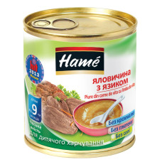 Дитяче пюре Hame Яловичина з язиком, з 9 міс., 100 г Дитяче пюре Hame Яловичина з язиком, з 9 міс., 100 г