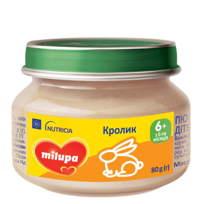 М'ясне пюре Milupa Кролик, з 6 міс., 80 г