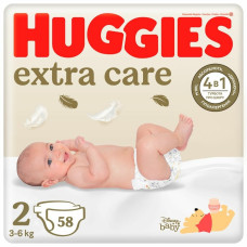 Підгузки Huggies Extra Care, розмір 2, 3-6 кг, 58 шт.