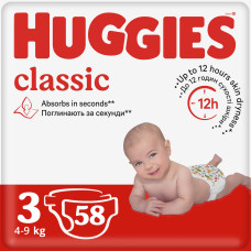 Підгузки Huggies Classic, розмір 3, 4-9 кг, 58 шт.