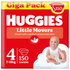 Підгузки Huggies Little Movers, розмір 4, 7-18 кг, 150 шт.