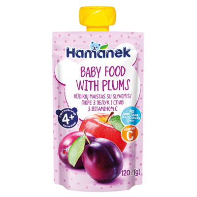 Фруктове пюре Hamanek з яблук і слив, з 4 міс., 120 г в Ровном Фруктове пюре Hamanek з яблук і слив, з 4 міс., 120 г в Ровном