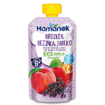 Фруктове пюре Hamanek Яблуко з персиком та бузиною, з 6 міс., 100 г в Тернополе Фруктове пюре Hamanek Яблуко з персиком та бузиною, з 6 міс., 100 г в Тернополе
