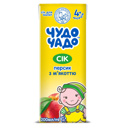 Сік Чудо-Чадо Персик з м'якоттю, з 4 міс., 200 мл в Тернополе Сік Чудо-Чадо Персик з м'якоттю, з 4 міс., 200 мл в Тернополе