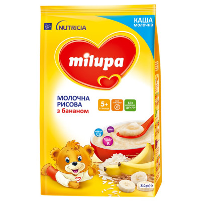 Молочна рисова каша Milupa з бананом, з 5 міс., 210 г в Чернигове