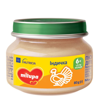 М'ясне пюре Milupa Індичка, з 6 міс., 80 г М'ясне пюре Milupa Індичка, з 6 міс., 80 г