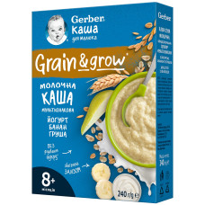 Молочна каша Gerber Мультизлакова з йогуртом, бананом та грушею, з 8 міс., 240 г Молочна каша Gerber Мультизлакова з йогуртом, бананом та грушею, з 8 міс., 240 г