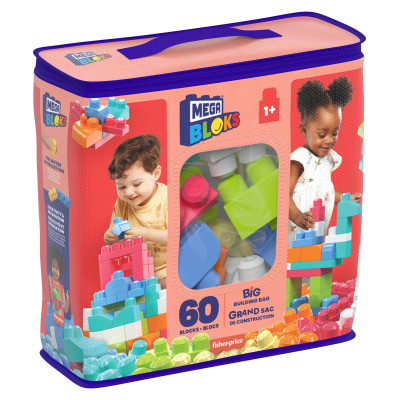 Конструктор Mega Bloks рожевий у мішку 60 деталей (DCH54)