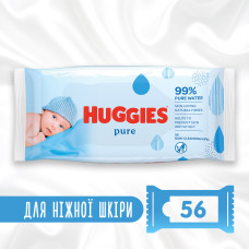 Серветки вологі Huggies Pure, 56 шт.