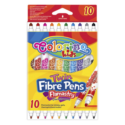 Фломастери двосторонні Colorino Fibre Pens 10 кольорів 10 шт (13451PTR / 1) в Ивано-Франковске Фломастери двосторонні Colorino Fibre Pens 10 кольорів 10 шт (13451PTR / 1) в Ивано-Франковске