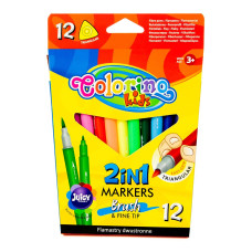 Фломастери Colorino Brush&Fine tip 2-х сторонні 12 кольорів (92500PTR)