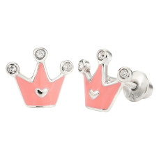 Сережки UMa&UMi Корона із серцем срібло (9626095913585)