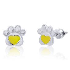 Сережки UMa&UMi Лапка із серцем срібло жовті (6737786851734)