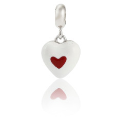 Підвіска UMa & UMi Серце у серці срібло червоно-біла 40 см (4184538826663)