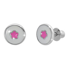Сережки UMa&UMi Квіточка в кружечку біло-рожеві (7514894876700)