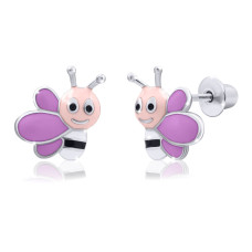 Сережки UMa and UMi Весела бджілка рожева (2041474760197)