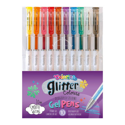 Гелевые ручки Colorino Glitter гелевые с блеском 10 цветов (80929PTR)