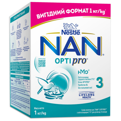 Суха молочна суміш NAN 3 Optipro з олігосахаридами 2'FL, з 12 міс., 1 кг