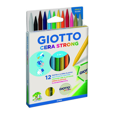 Восковые карандаши Fila Giotto Cera strong 12 цветов с точилкой и ластиком (281800)