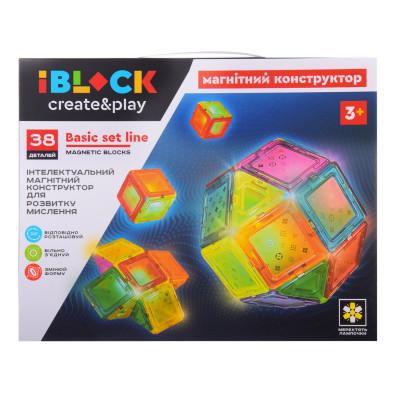Магнітний конструктор IBLOCK 38 деталей (PL-921-249)