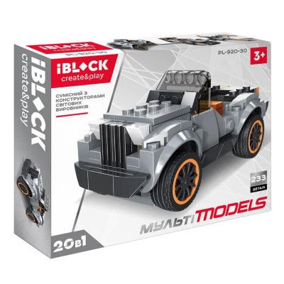 Конструктор IBLOCK Мульті models Машинка сіра (PL-920-30) в Черкассах