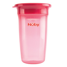 Чашка-непроливайка Nuby 360 з кришкою рожева (NV0414003pnk)