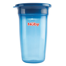 Чашка-непроливайка Nuby 360 з кришкою блакитна (NV0414003blu)