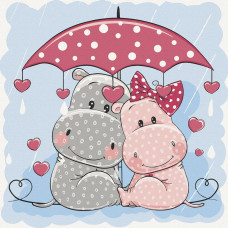 Картина за номерами Art Craft Бегемотики під парасолькою 30 х 30 см (15530-AC)