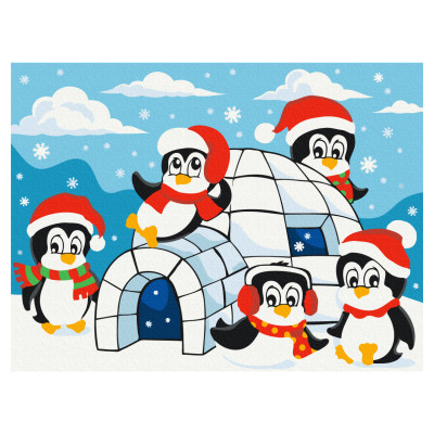 Картина за номерами Brushme Хатинка пінгвінів (KBS0147)