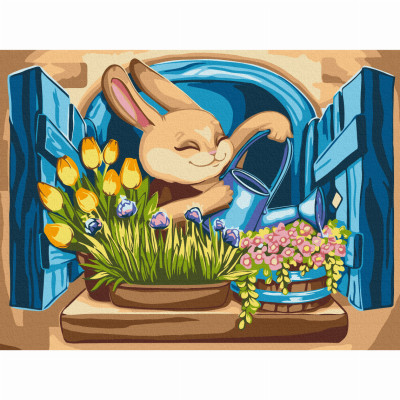 Картина за номерами Brushme Зайчик флорист (KBS0139) в Сумах Картина за номерами Brushme Зайчик флорист (KBS0139) в Сумах