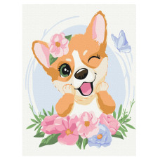 Картина за номерами Brushme Коргі в квіточках (KBS7103)