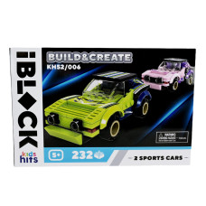 Конструктор IBLOCK Kids hits Дві спортивні машини 232 деталі (KH52/006)