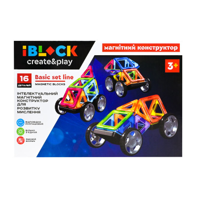 Магнітний конструктор IBLOCK 16 деталей (PL-923-527)