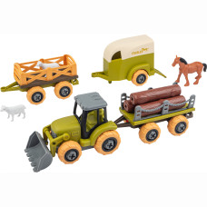 Ігровий набір Otamanko Веселий хутір Трактор з двома причепами, кінь і вівці (532.01.65)