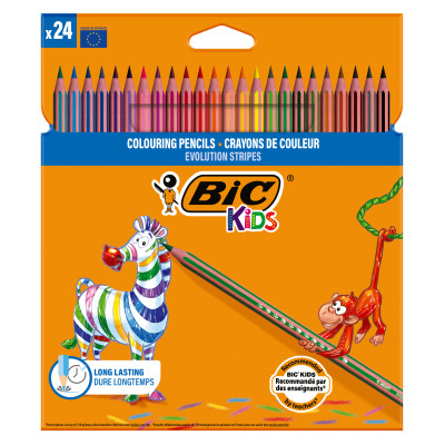 Олівці кольорові BIC Kids Evolution Stripes 24 штук (bc950525) в Запорожье