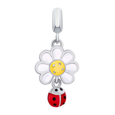 Кулон UmaUmi Flowers Ромашка з сонечком із білою, жовтою та червоною емаллю (2210000018488)