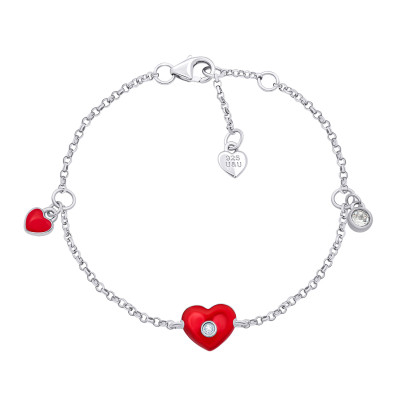 Браслет UmaUmi Symbols Серденько з червоною емаллю та фіанітами (2210000018877) в Чернигове