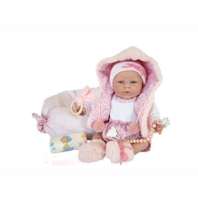 Пупс Munecas De Cuna у рожевому комбінезоні 45 см (8436587141744)