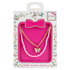Набір прикрас Lukky Fashion Перлинне намисто та ланцюжок з підвіскою у вигляді метелика (T24692)