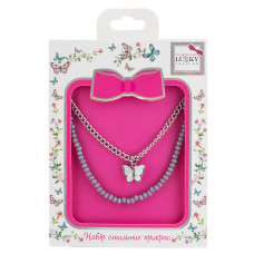 Набір прикрас Lukky Fashion Перлинне намисто та ланцюжок з підвіскою у вигляді метелика (T24693)