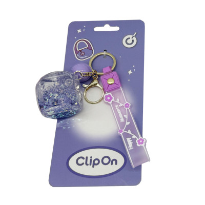Брелок Clip On Сяючий куб фіолетовий (SV22168/2)