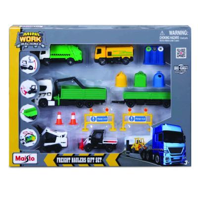 Ігровий набір Maisto Mini work machines Білий тягач з зеленим контейнером (12630/3) Ігровий набір Maisto Mini work machines Білий тягач з зеленим контейнером (12630/3)