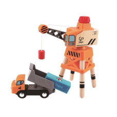 Ігровий набір Hape Підйомний кран та вантажівка (E3715)