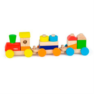 Дерев'яна іграшка Viga Toys Кольоровий потяг (51610)