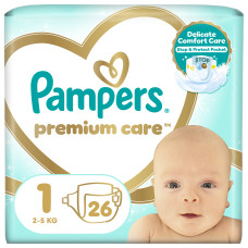 Підгузки Pampers Premium care Newborn 2-5 кг 26 шт (8001841104614)