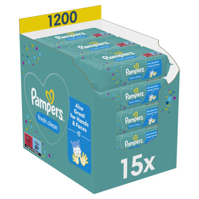 Вологі серветки Pampers Fresh clean 15х80 шт (8001841078496)