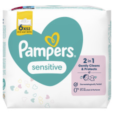 Вологі серветки Pampers Sensitive 6x52​ шт (8001841041452)