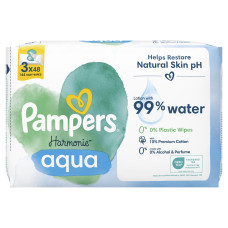 Вологі серветки Pampers Harmonie aqua 3х48 шт (8006540458525)