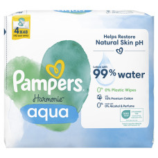 Вологі серветки Pampers Harmonie aqua 4х48 шт (8006540556139)